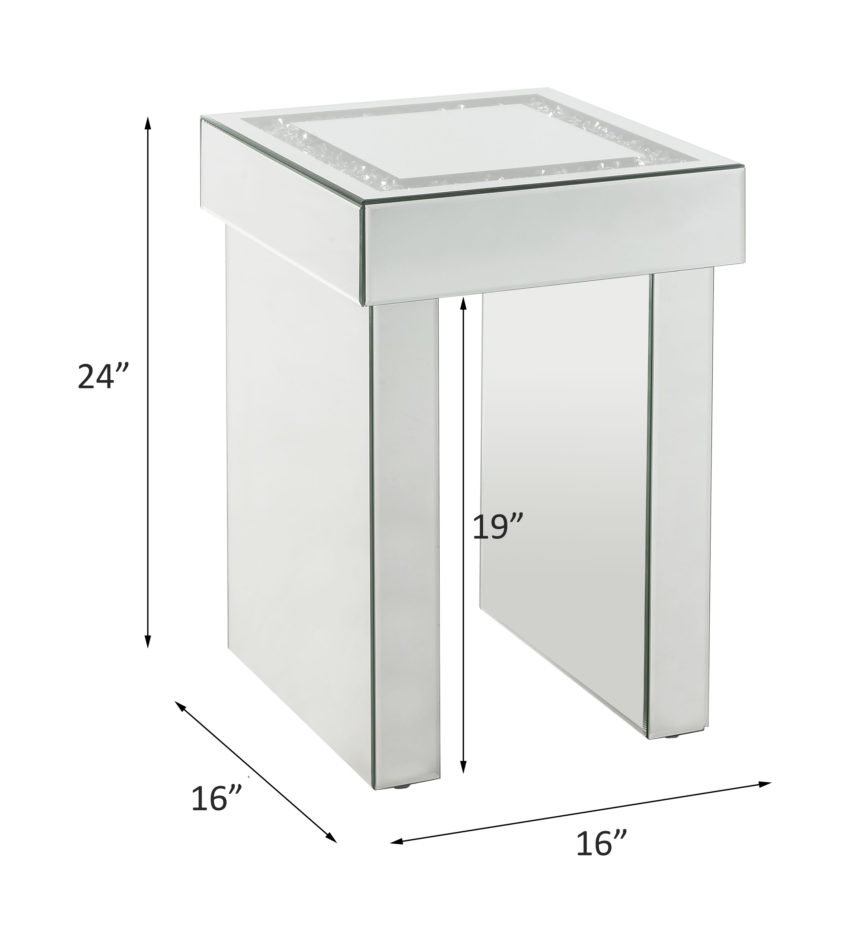 ACME - Noralie End Table in Mirrored/Faux Diamonds (84702)