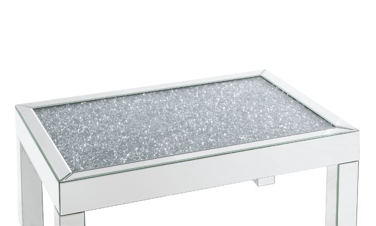 ACME - Noralie Coffee Table in Mirrored/Faux Diamonds (84705)