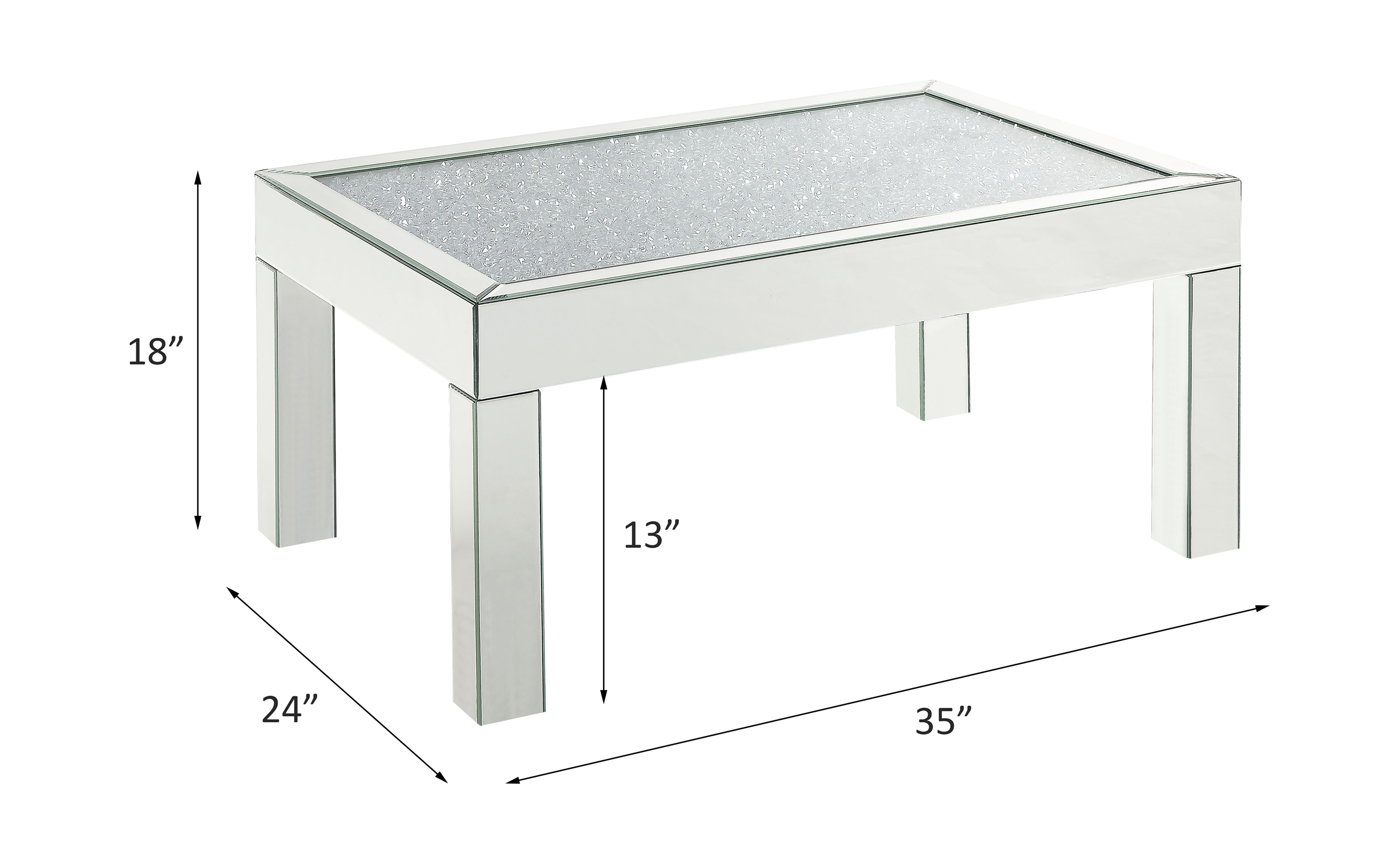 ACME - Noralie Coffee Table in Mirrored/Faux Diamonds (84705)