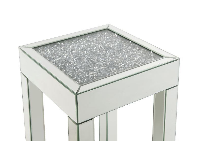 ACME - Noralie End Table in Mirrored/Faux Diamonds (84707)