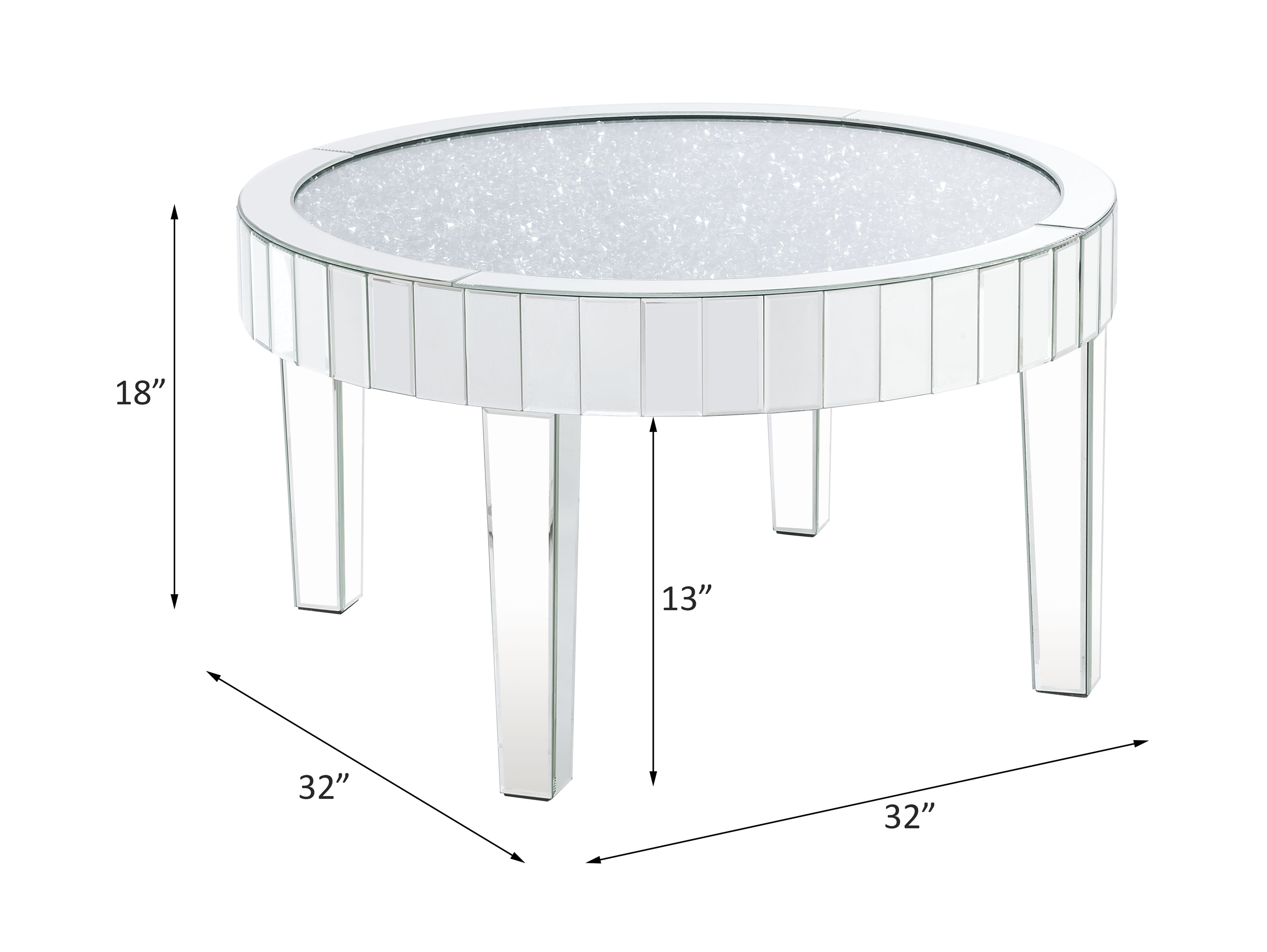 ACME - Noralie Coffee Table in Mirrored/Faux Diamonds (84710)