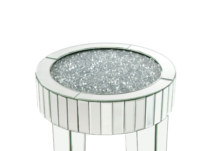 ACME - Noralie End Table in Mirrored/Faux Diamonds (84712)