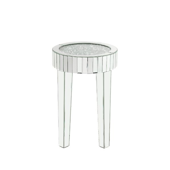 ACME - Noralie End Table in Mirrored/Faux Diamonds (84712)