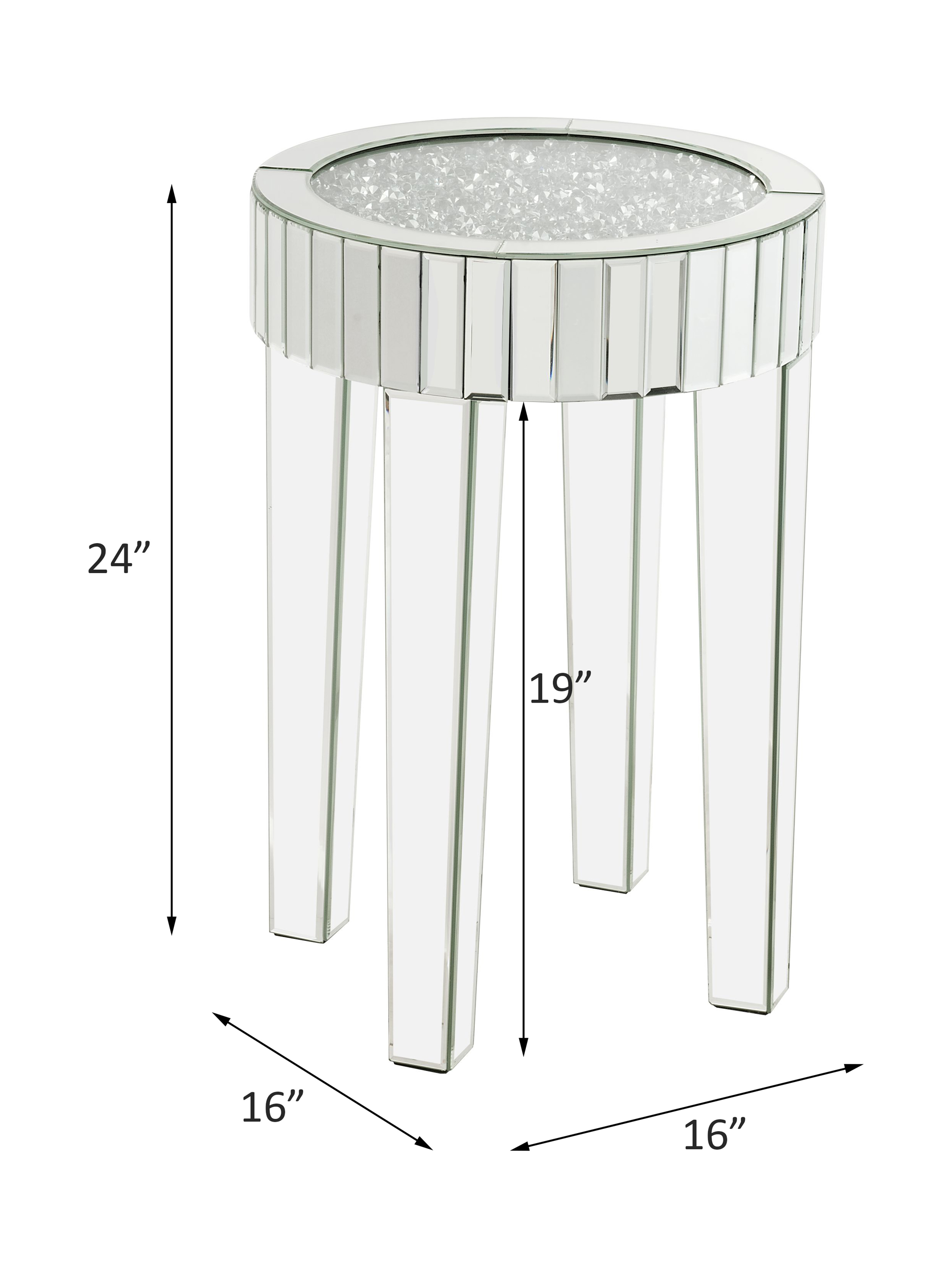 ACME - Noralie End Table in Mirrored/Faux Diamonds (84712)