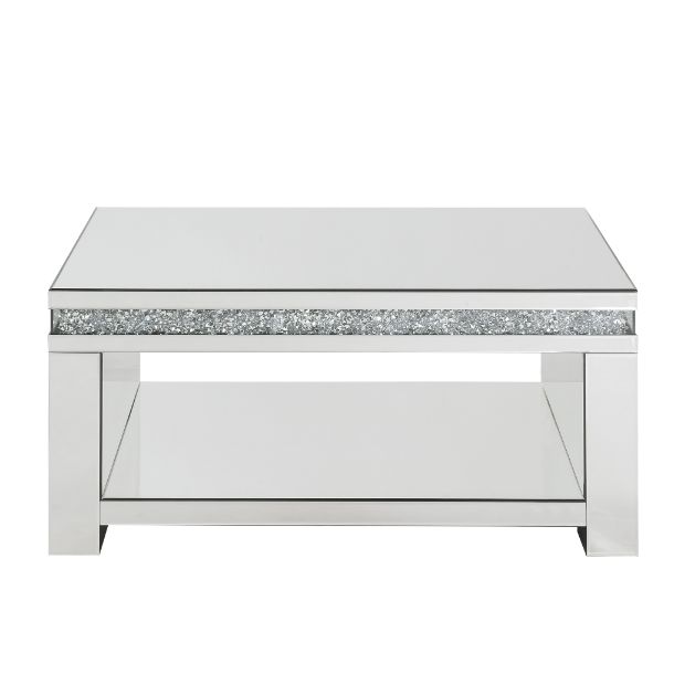 ACME - Noralie Coffee Table in Mirrored/Faux Diamonds (84715)