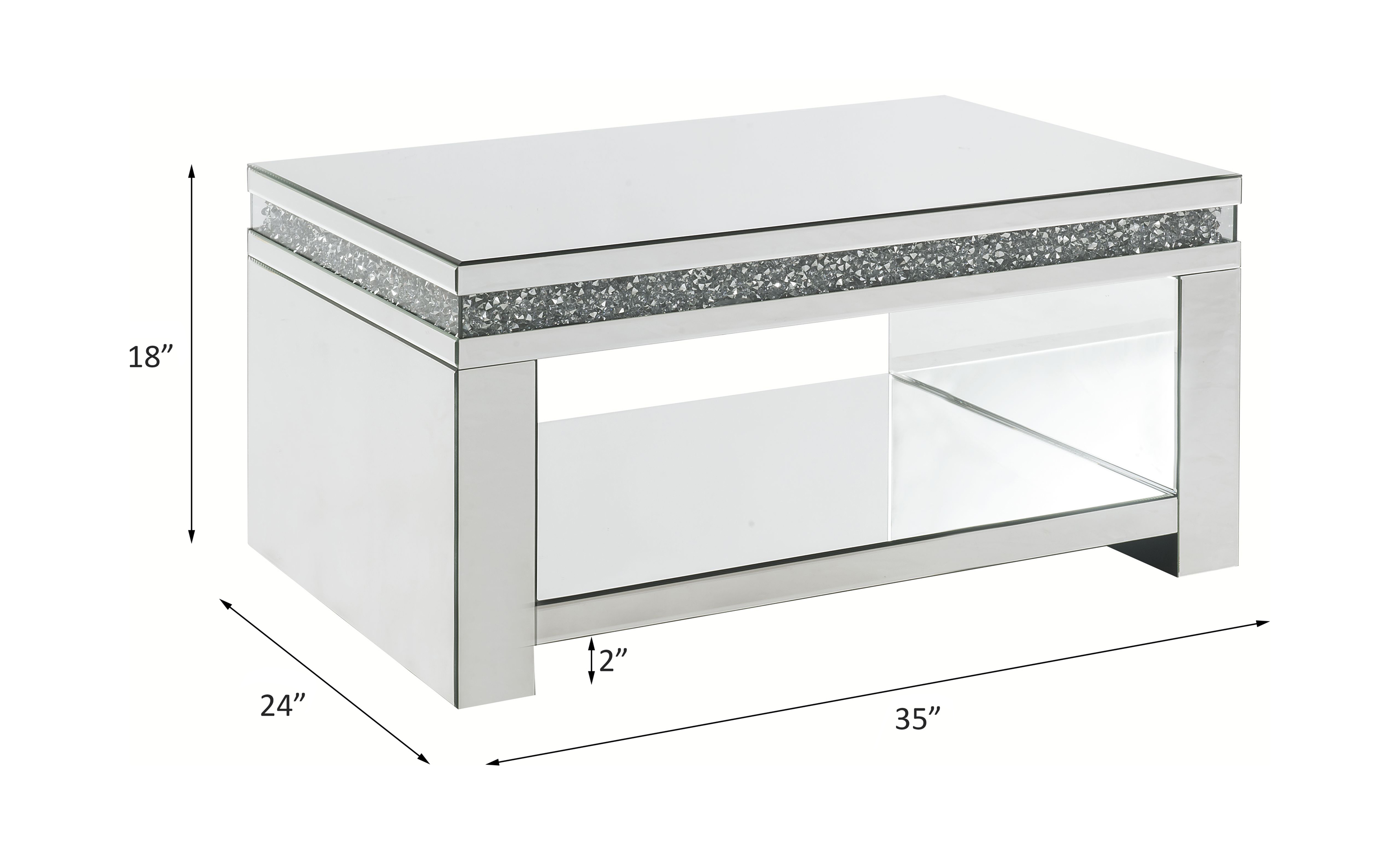 ACME - Noralie Coffee Table in Mirrored/Faux Diamonds (84715)