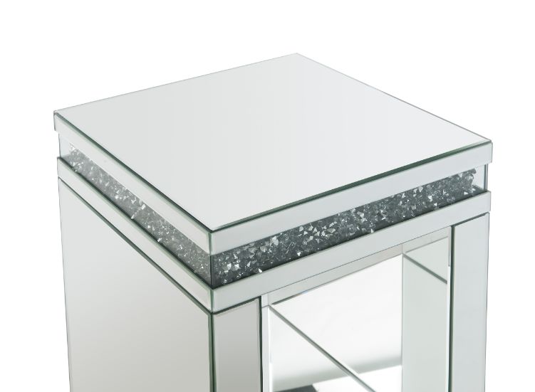 ACME - Noralie End Table in Mirrored/Faux Diamonds (84717)