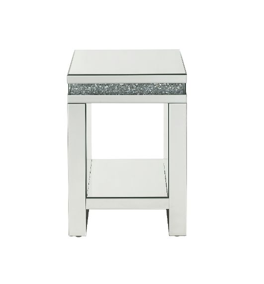 ACME - Noralie End Table in Mirrored/Faux Diamonds (84717)