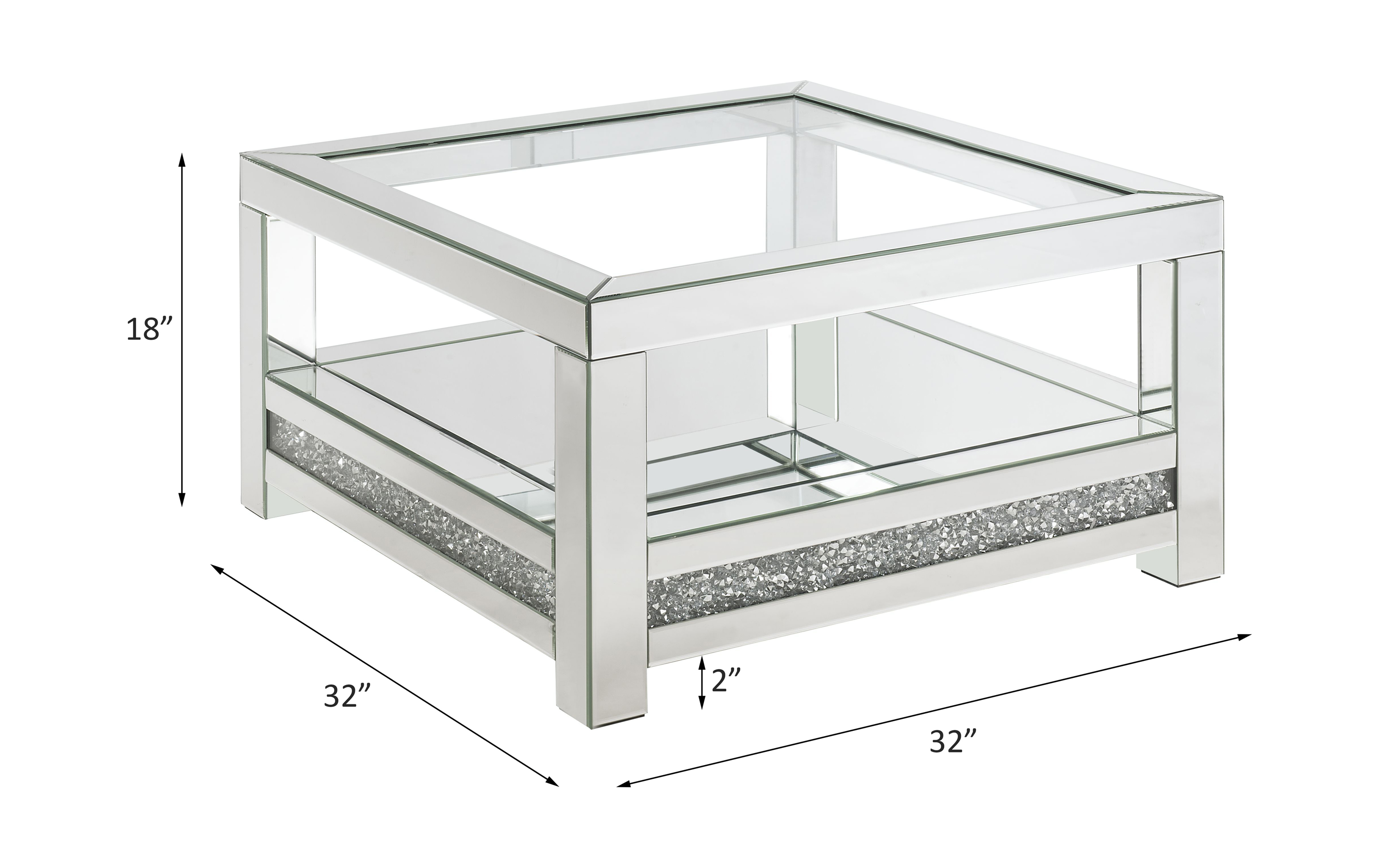 ACME - Noralie Coffee Table in Mirrored/Faux Diamonds (84720)