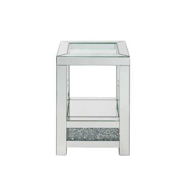 ACME - Noralie End Table in Mirrored/Faux Diamonds (84722)