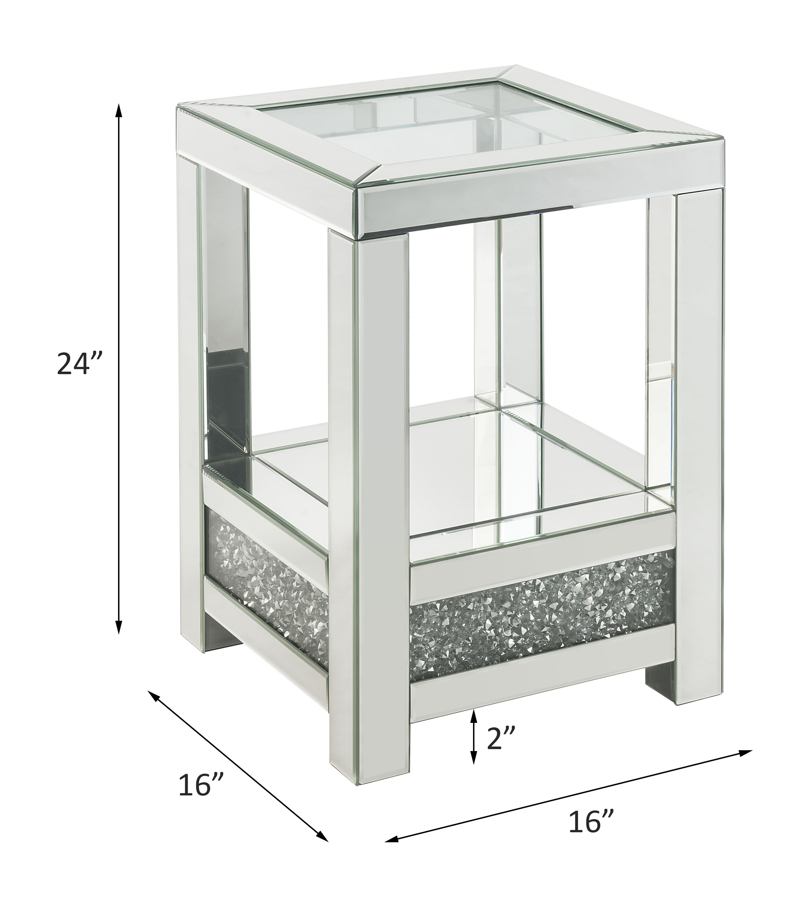 ACME - Noralie End Table in Mirrored/Faux Diamonds (84722)