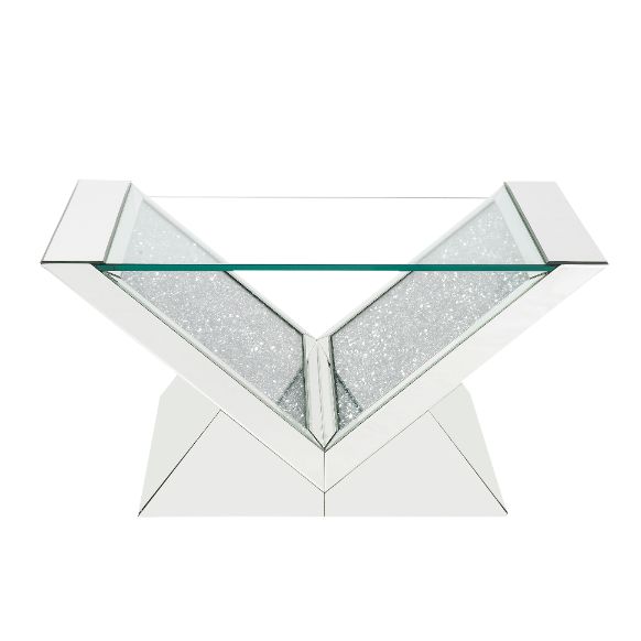 ACME - Noralie Coffee Table in Clear Glass/Mirrored/Faux Diamonds (84725)