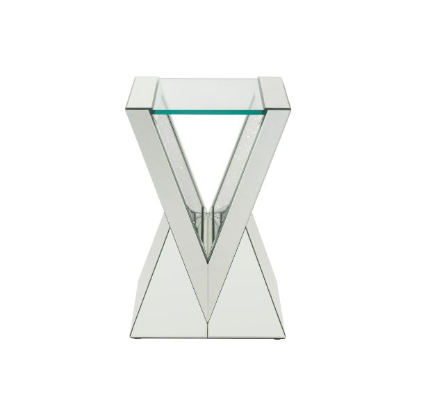 ACME - Noralie End Table in Clear Glass/Mirrored/Faux Diamonds (84727)