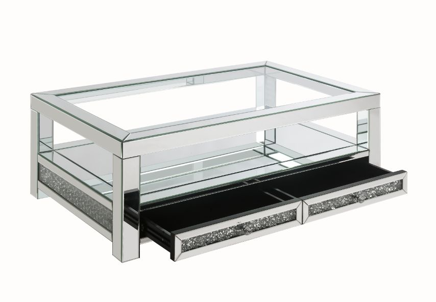 ACME - Noralie Coffee Table in Mirrored/Faux Diamonds (84730)