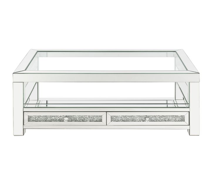 ACME - Noralie Coffee Table in Mirrored/Faux Diamonds (84730)