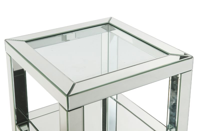 ACME - Noralie End Table in Mirrored/Faux Diamonds (84732)