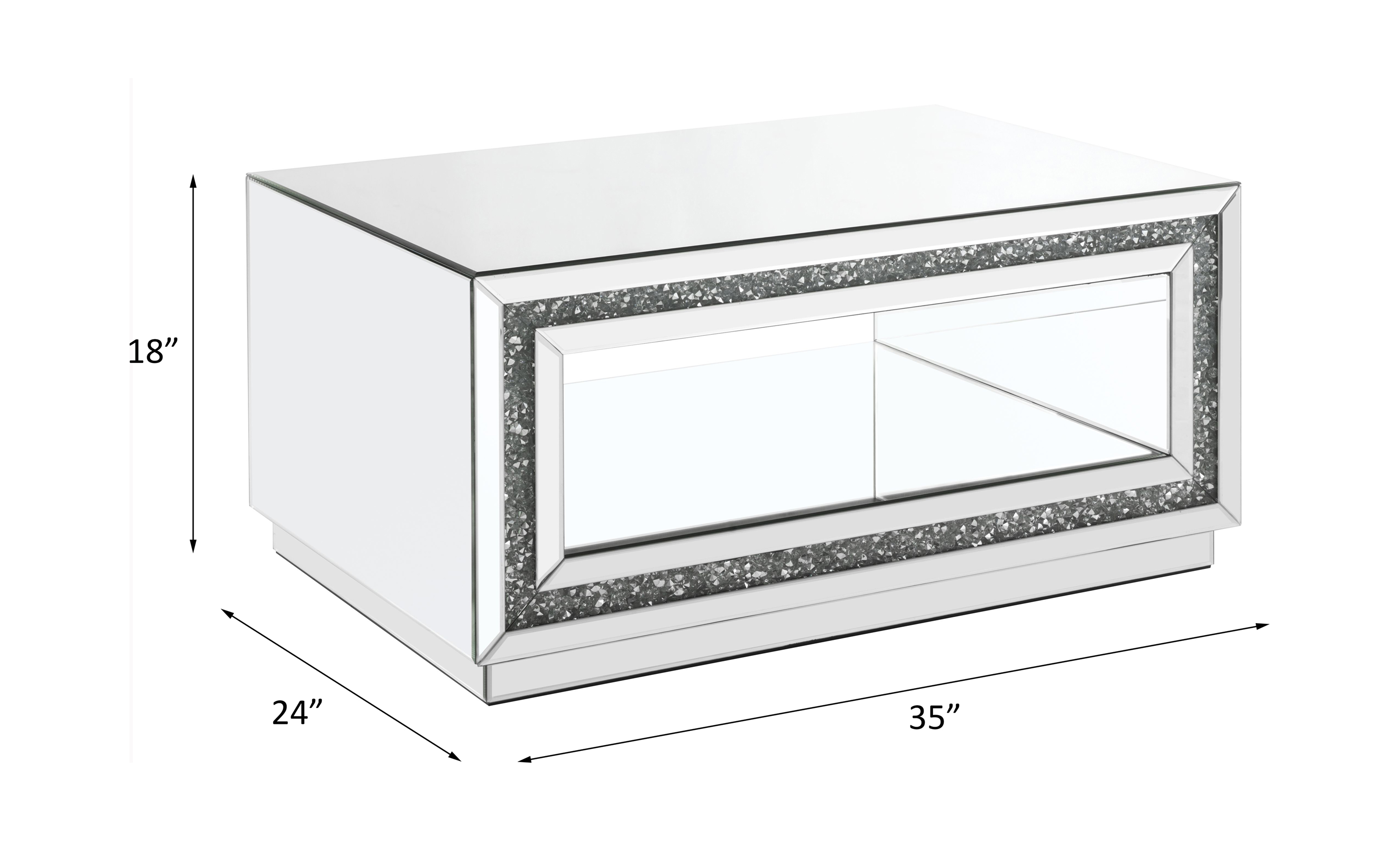 ACME - Noralie Coffee Table in Mirrored/Faux Diamonds (84735)