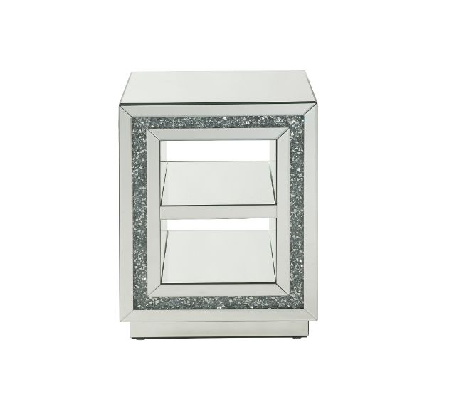 ACME - Noralie End Table in Mirrored/Faux Diamonds (84737)