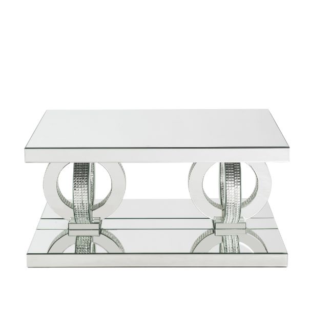 ACME - Ornat Coffee Table in Mirrored/Faux Square Diamonds