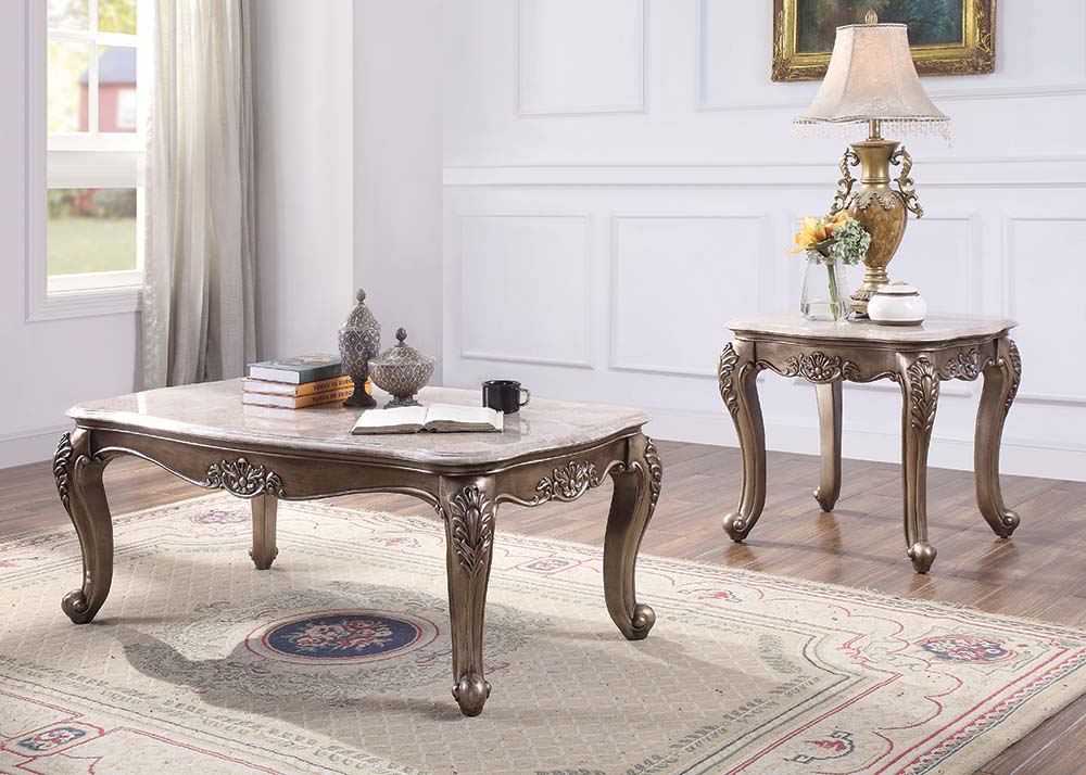 ACME - Jayceon Coffee Table in Marble Top/Champagne