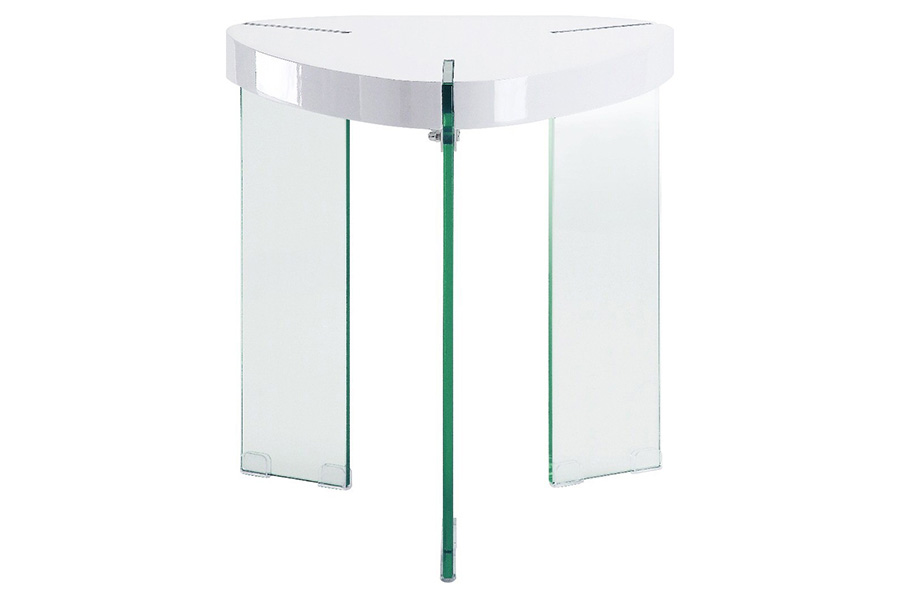 ACME - Noland End Table in Clear Glass/White High Gloss