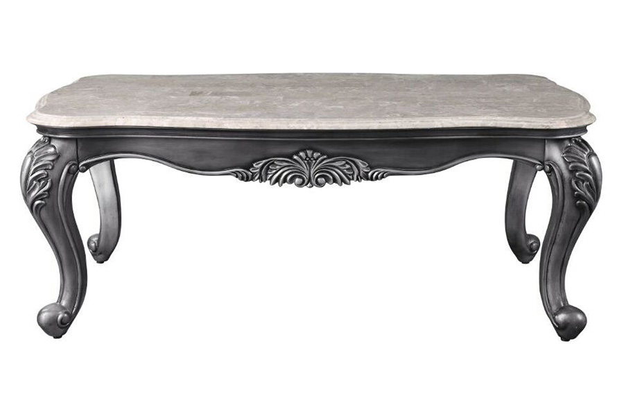 ACME - Ariadne Coffee Table in Marble Top/Platinum