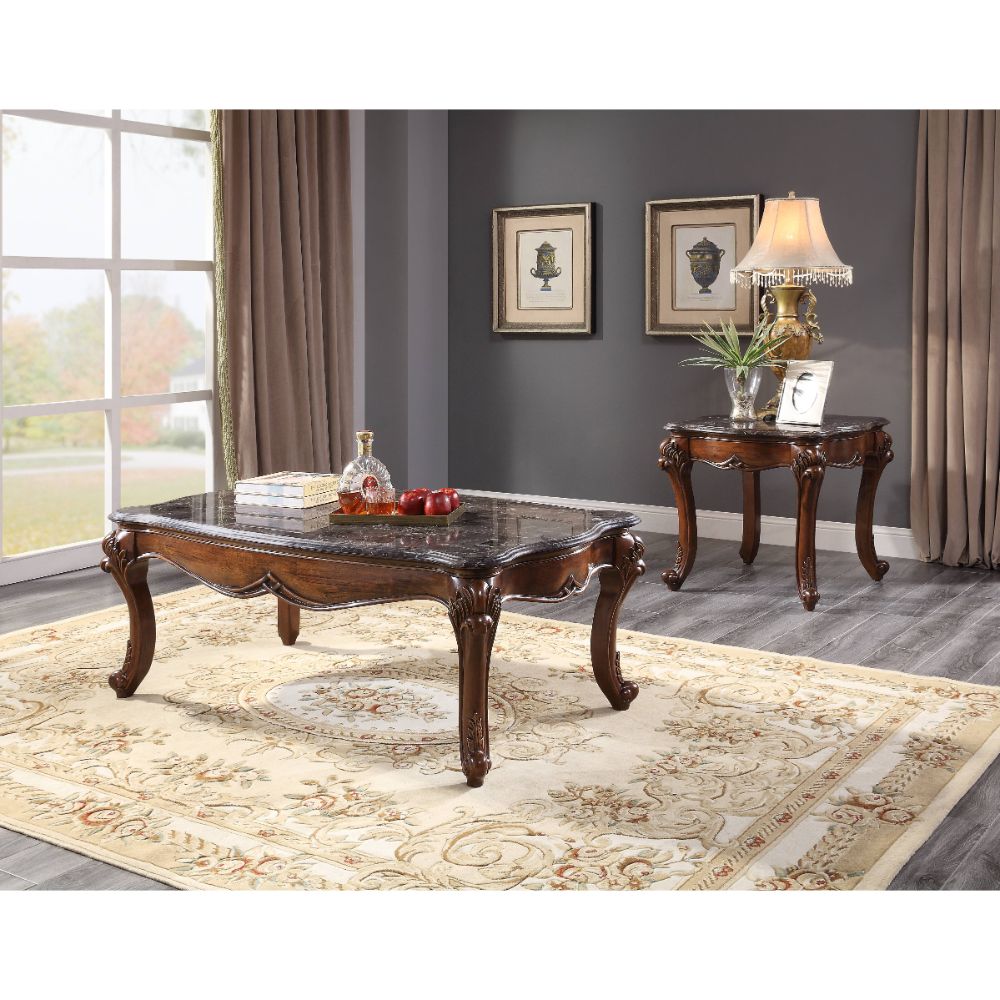 ACME - Miyeon Coffee Table in Marble Top/Cherry