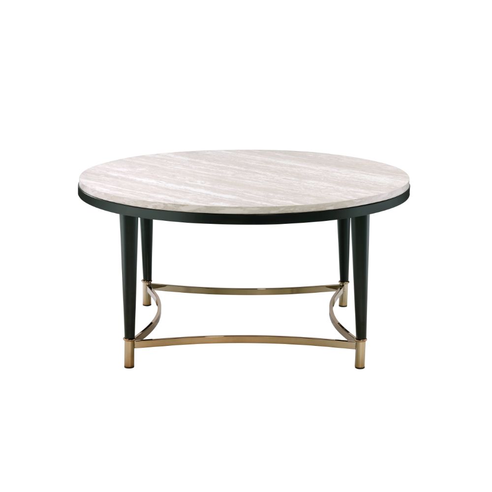 ACME - Ayser Coffee Table in White Washed/Black