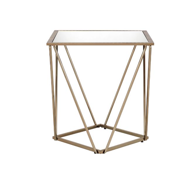 ACME - Fogya End Table in Mirrored/Champagne Gold