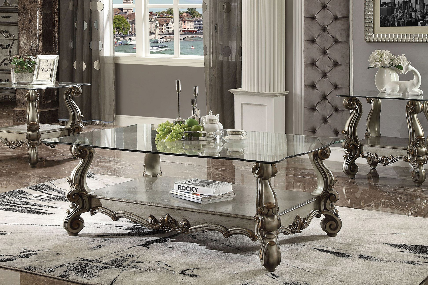 ACME - Versailles Glass Top End Table