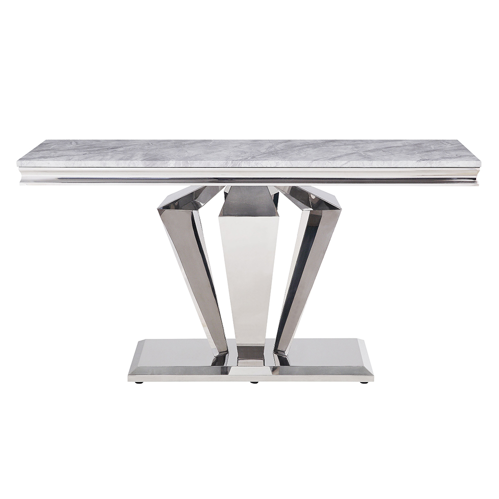 ACME - Satinka Sofa Table in Light Gray/Mirrored Silver