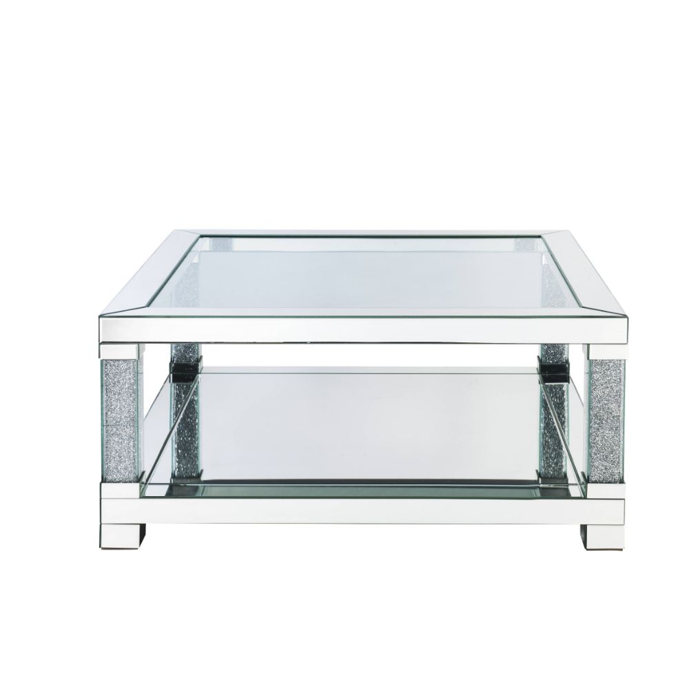 ACME - Noralie Coffee Table in Mirrored/Faux Diamonds (87995)