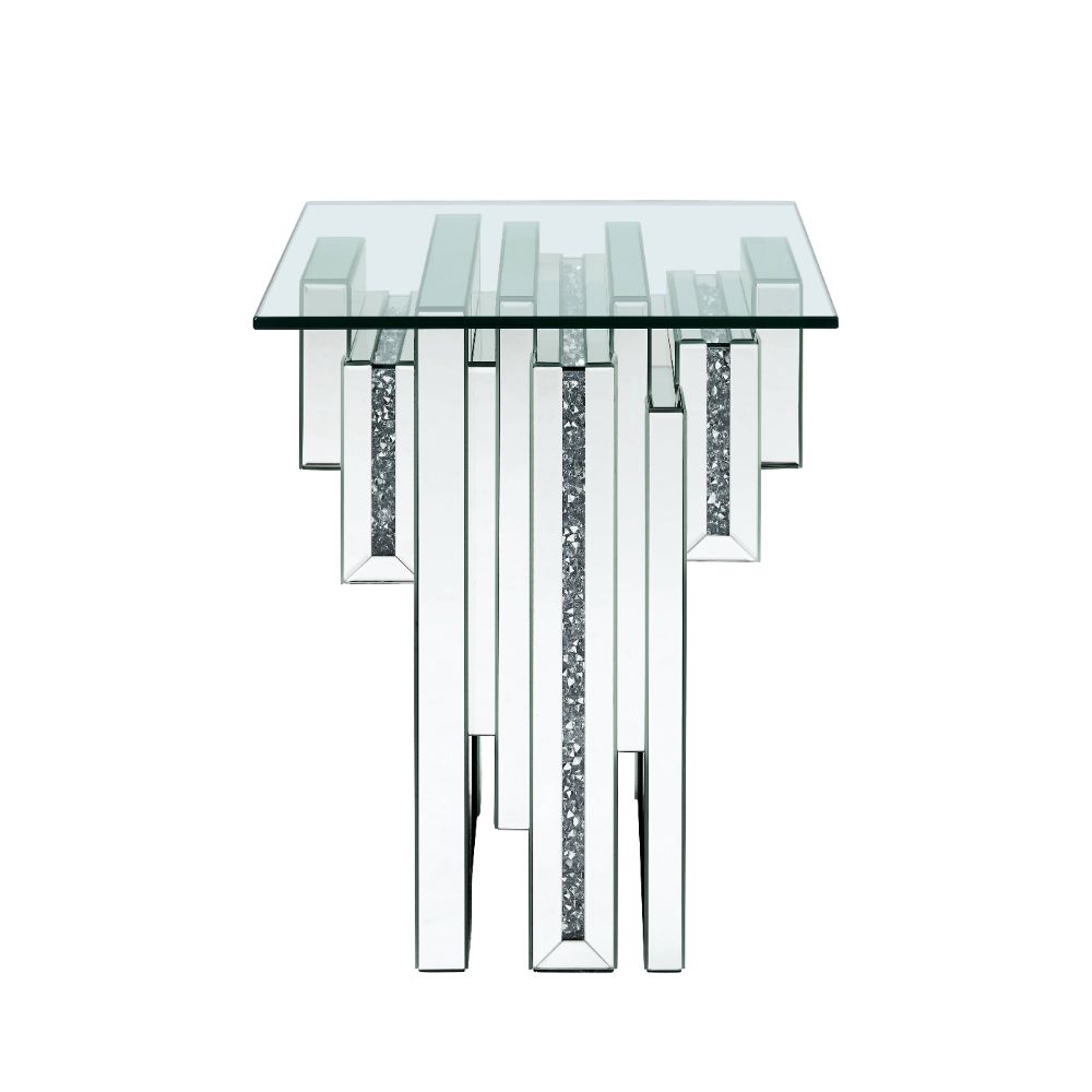 ACME - Noralie End Table in Mirrored/Faux Diamonds (88002)