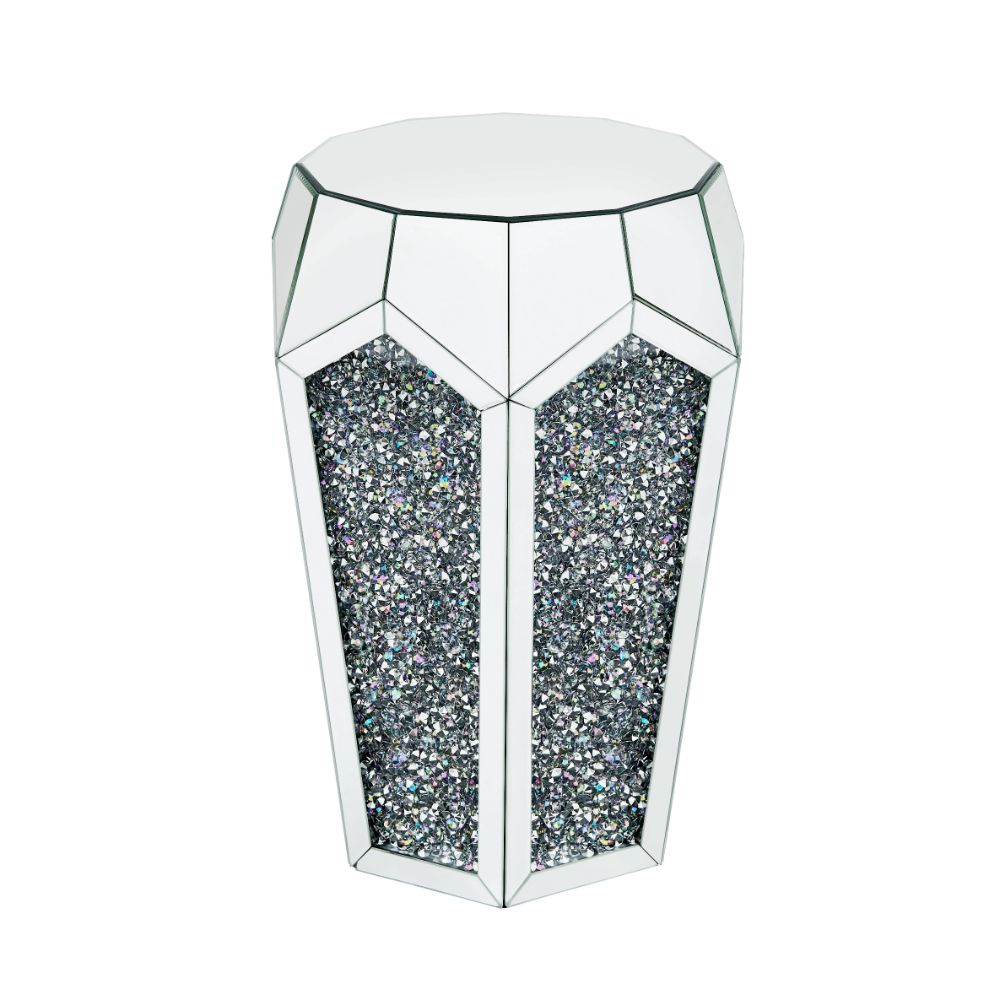 ACME - Noralie End Table in Mirrored/Faux Diamonds (88007)