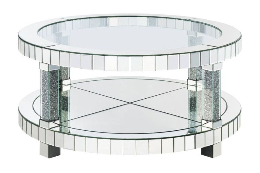 ACME - Noralie Coffee Table in Mirrored/Faux Diamonds (88025)