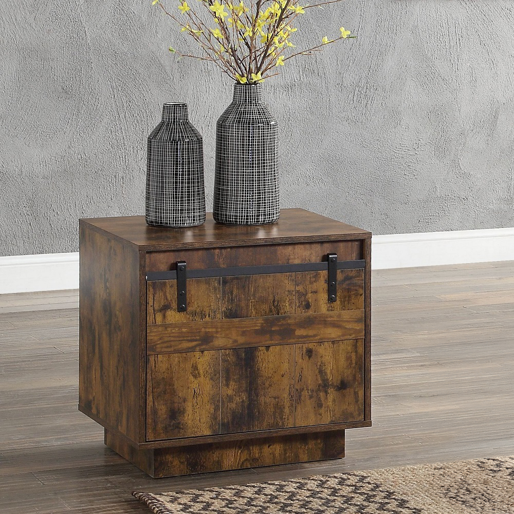 ACME - Bellarosa End Table (Same Lv01443) in Rustic Oak