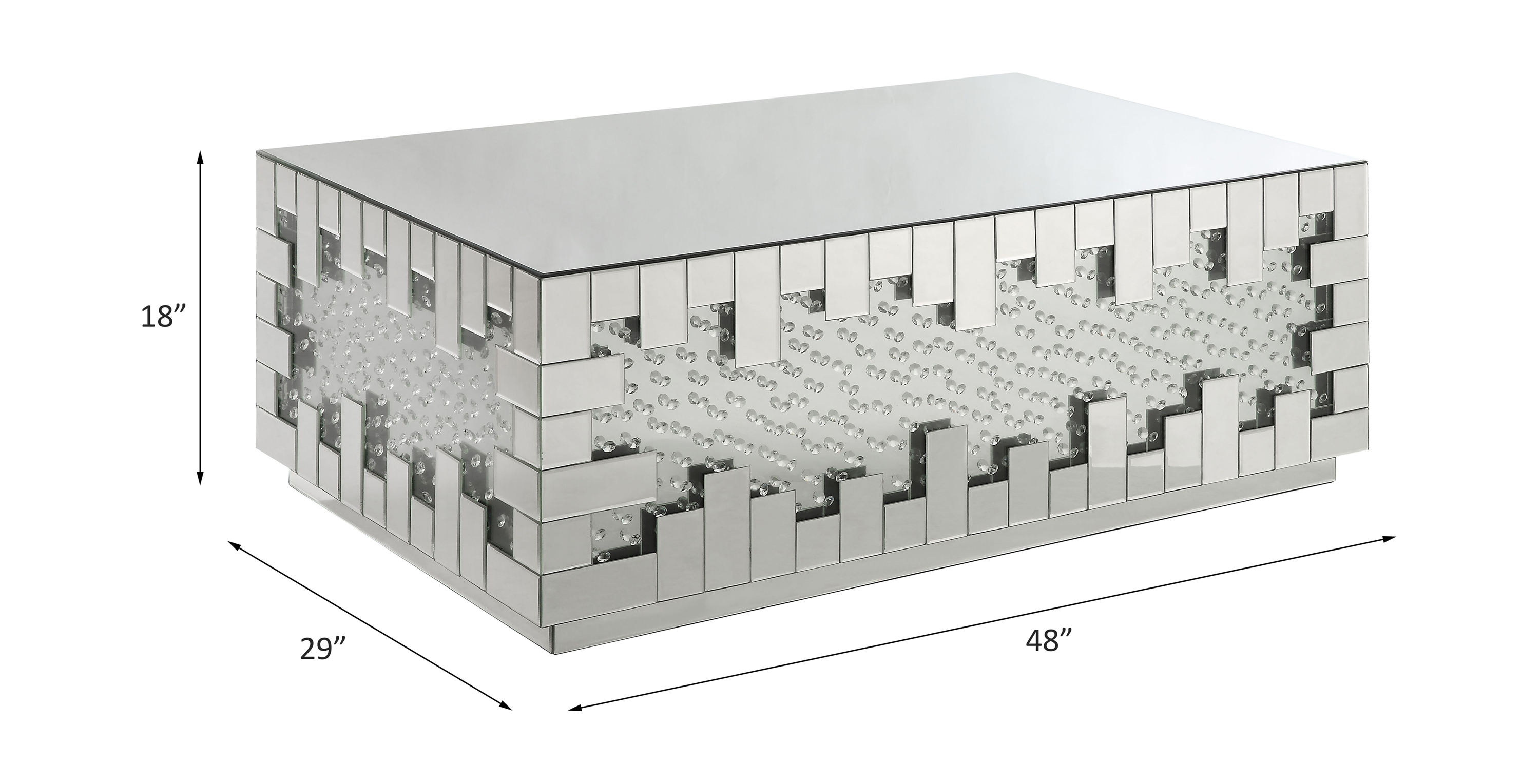 ACME - Nysa Coffee Table in Mirrored/Faux Crystals (88045)