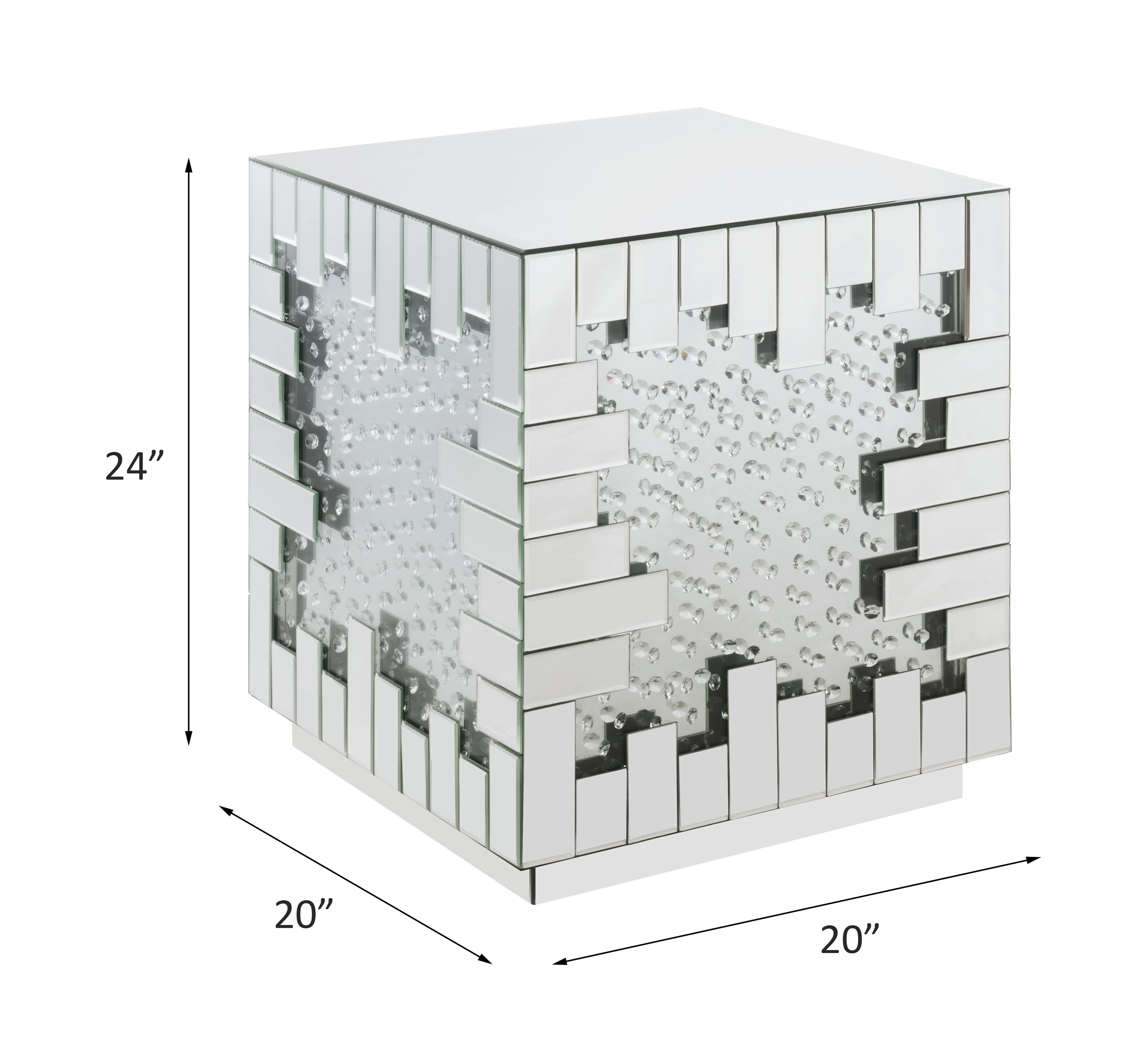 ACME - Nysa End Table in Mirrored/Faux Crystals (88047)