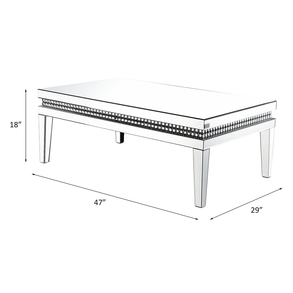 ACME - Lotus Coffee Table in Mirrored/Faux Ice Cube Crystals (88050)