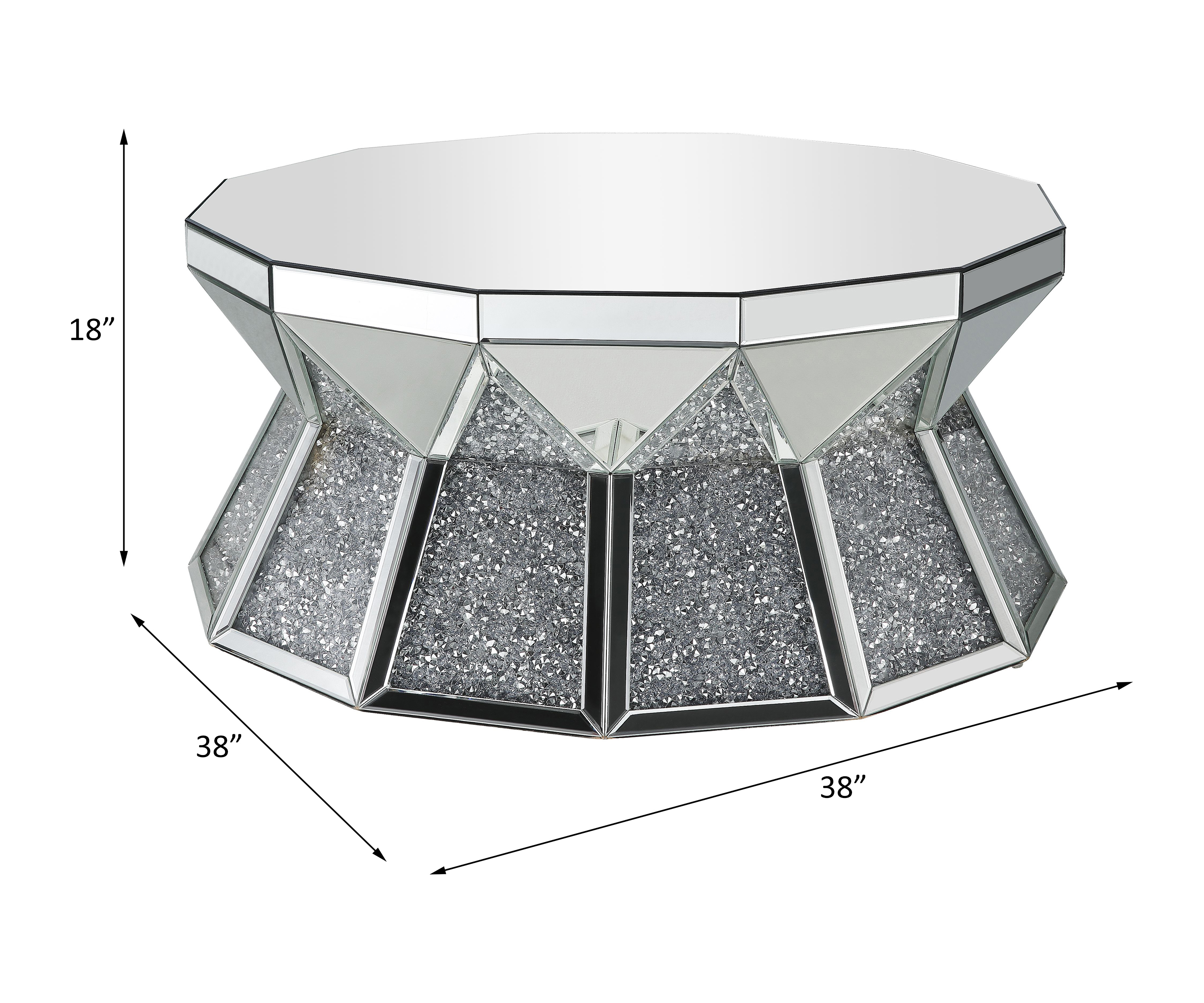 ACME - Noralie Coffee Table in Mirrored/Faux Diamonds (88060)