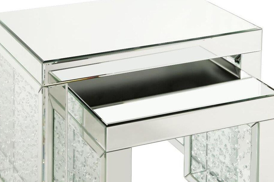 ACME - Nysa Accent Table in Mirrored/Faux Crystals Inlay (88065)