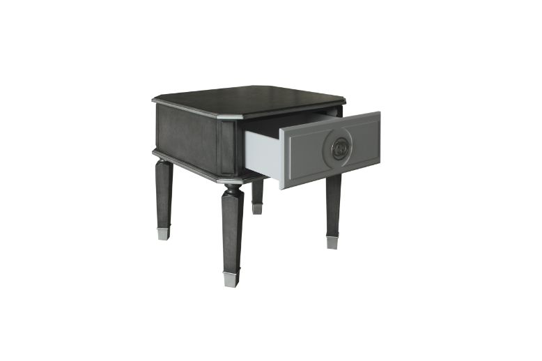 ACME - House Beatrice End Table in Charcoal/Light Gray