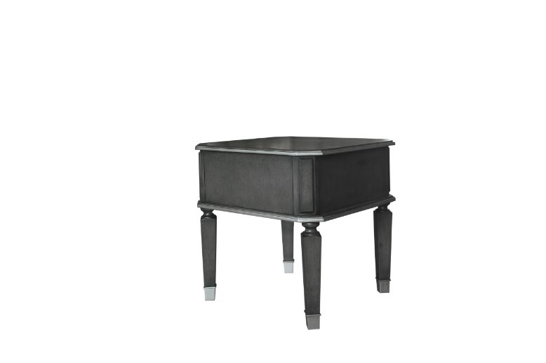 ACME - House Beatrice End Table in Charcoal/Light Gray