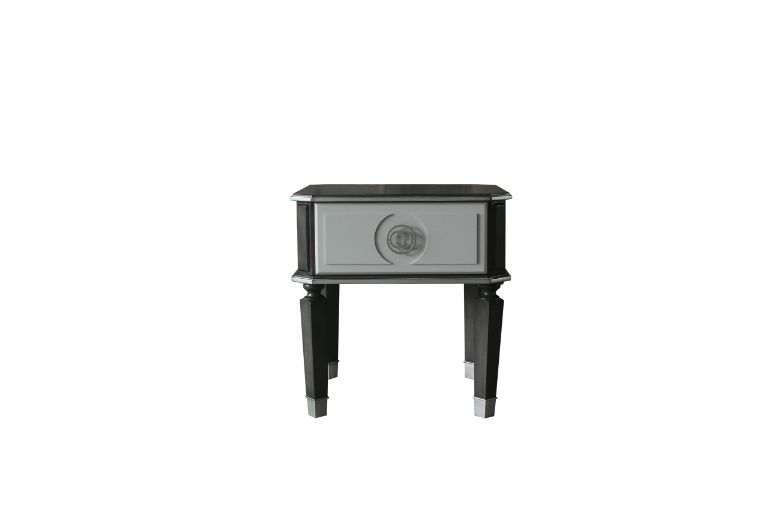 ACME - House Beatrice End Table in Charcoal/Light Gray