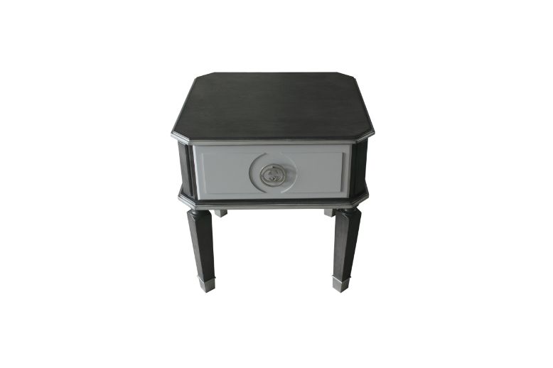 ACME - House Beatrice End Table in Charcoal/Light Gray