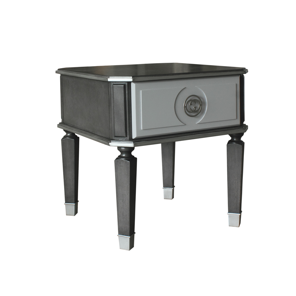 ACME - House Beatrice End Table in Charcoal/Light Gray