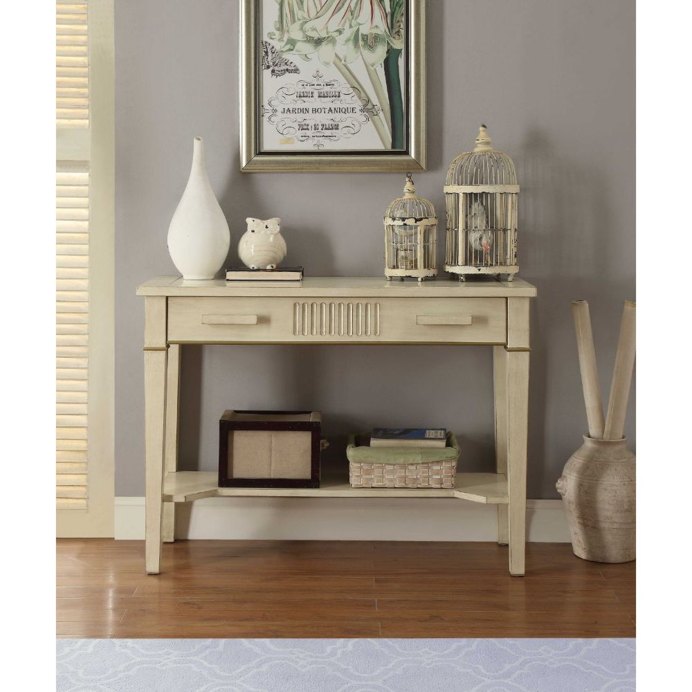 ACME - Siskou Accent Table in Antique White