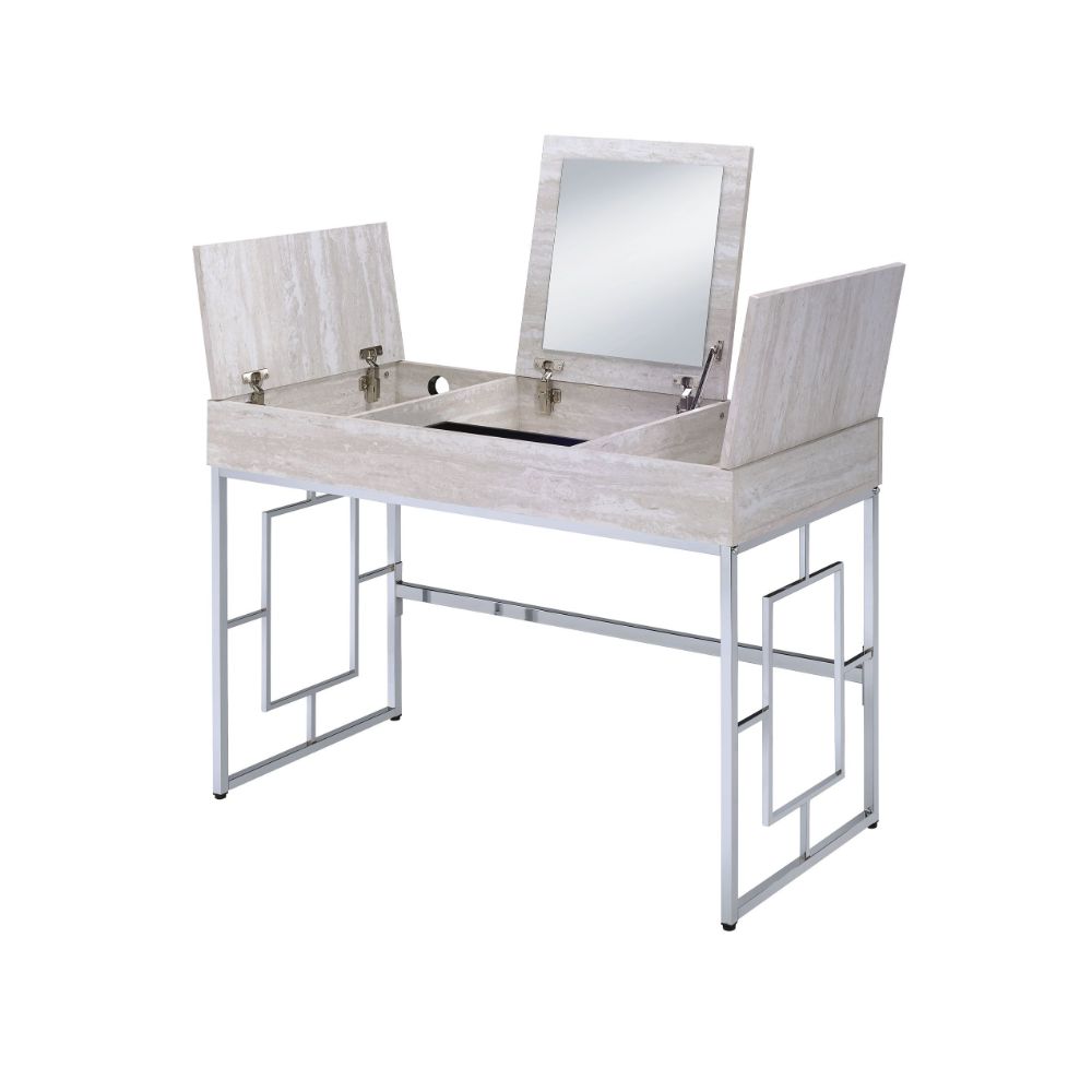 ACME Saffron Vanity Desk - Natural and Chrome