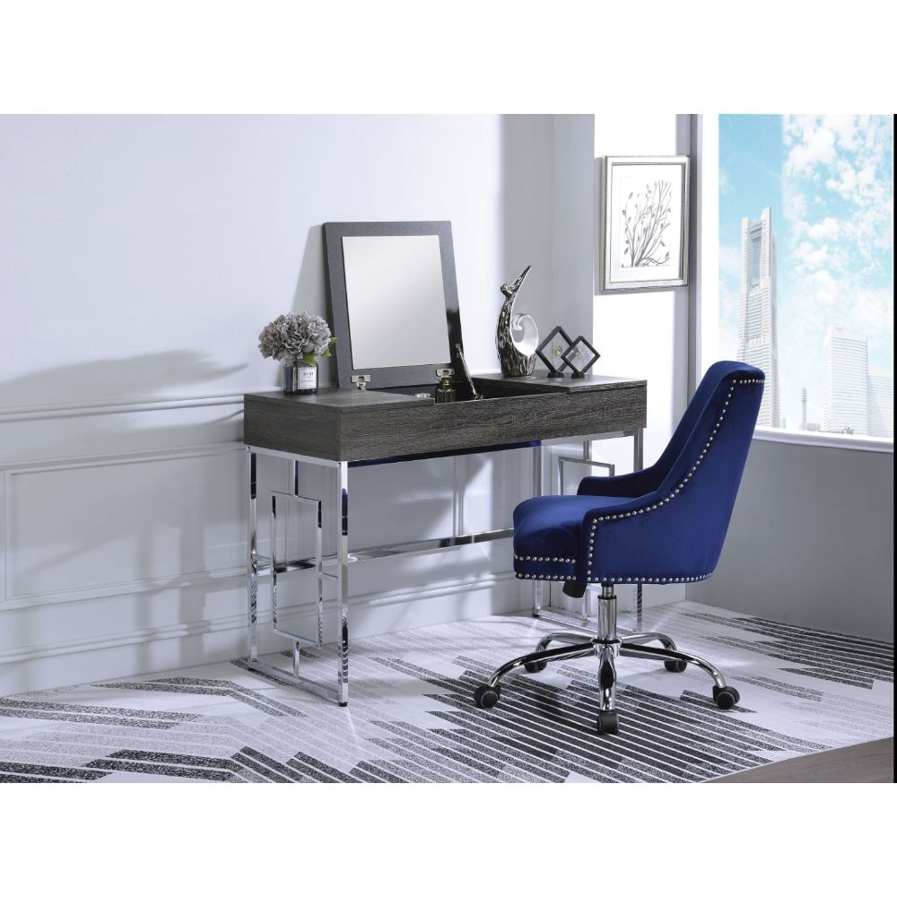 ACME Saffron Vanity Desk - Black Oak and Chrome