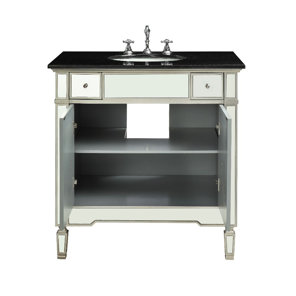 ACME Atrian Sink Cabinet - Black Marble/Mirrrored